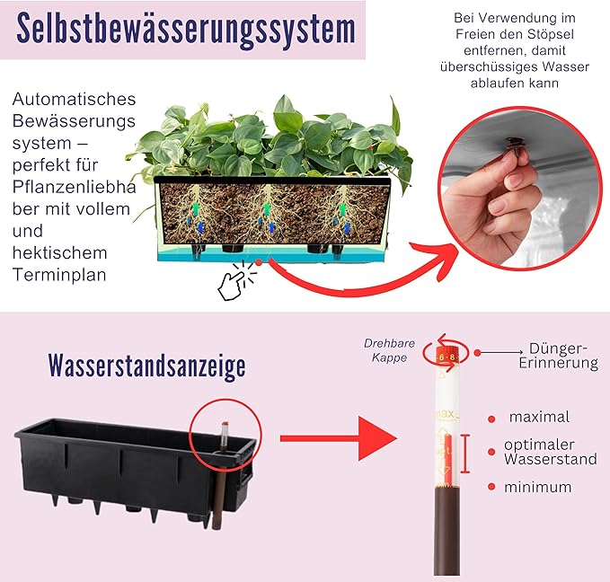 LaLaGreen Outdoor Wall Planters (20 Inch, 4 Pack) Wall Mounted Self Watering System Window Flower Boxes with Bracket, White Rectangular Plant Pot Container Indoor Modern Garden Herb Kitchen Home Decor