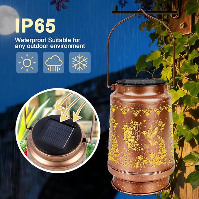 Hummingbird Solar Lanterns Outdoor Waterproof - Wxiben Hummingbird Gifts for Women Mom Grandma, Birthday Christmas Mother's Day Housewarming Gifts, Humming Bird Decor Solar Lights for Tabletop Lawn