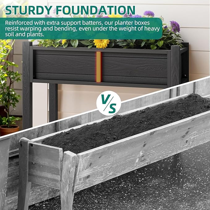 YITAHOME Elevated Garden Bed Raised Garden Bed with Legs & Drainage Hole All-Weather Elevated Planter Box Patio Planters for Herbs Vegetables Flowers Plant Bed for Garden Balcony Backyard, Black