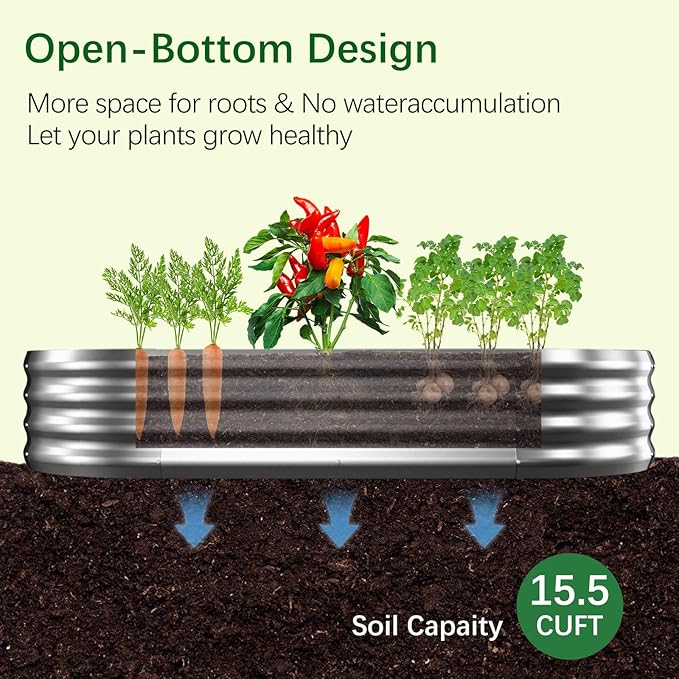Galvanized Garden Bed kit for Vegetables/Herbs/Flowers (6X3X1)