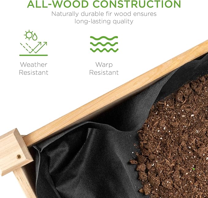 Best Choice Products 48 x 24 x 30 Inches Raised Garden Bed, Elevated Wood Planter Box Stand for Backyard, Patio, Balcony with Bed Liner, 200 Pound Capacity - Natural