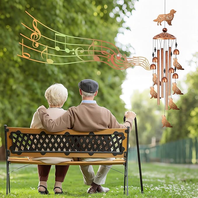 Golden Retriever Wind Chimes for Outside, Golden Retriever Gifts for Women Men Metal Windchimes Outdoors, Dog Home Garden Patio Yard Decor