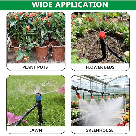 159PCS 240FT Drip Irrigation System Set, Automatic Drip Irrigation Kit for Greenhouse, Yard, Lawn, Plant, with 1/2 inch Hose, 1/4 inch Distribution Tubing and Accessories