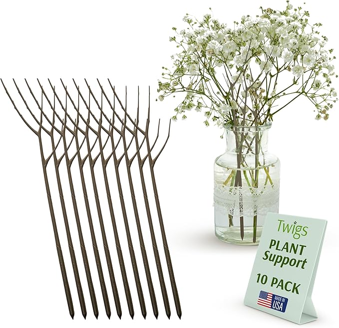 Twigs GA - Plant Support Stakes for Indoor & Outdoor Use, Durable Trellis Alternative for Climbing & Potted Plants, Houseplant Stem Holder Structures - Moonstone, 10 Pack, 22" L, Original