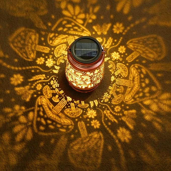 Homemory Christmas Gifts for Women Mom Grandma, Solar Lanterns Mushroom Lights Outdoor Waterproof Garden Decor, LED Hanging Solar Lights for Yard, Patio, Backyard, Porch, Lawn