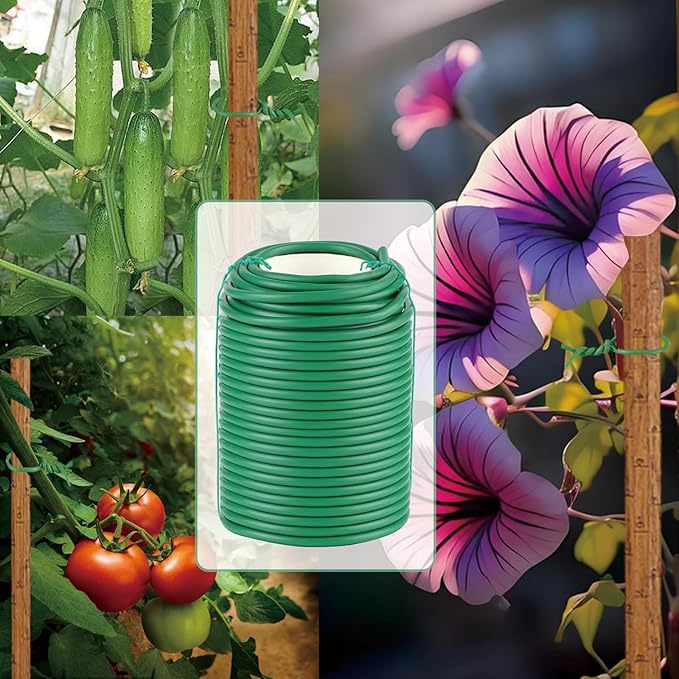 QenFree Garden Wire, 66FT Soft Plants Ties, 3.5mm Flexible Garden Ties for Climbing Plants, Vines Plant, Tomatoes, Flowers, Roses Plant Support
