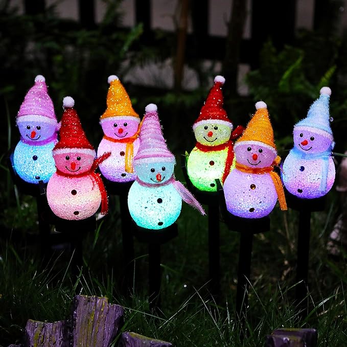 Outdoor Christmas Decorations 2025-Christmas Light Stakes for Yard-Snowman Solar Lights-Snowman Christmas Ornaments for Yard Garden Lawn Landscape Patio Walkway Decor