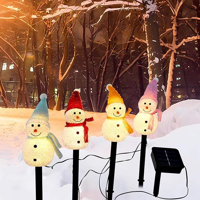 Outdoor Christmas Decorations 2025-Christmas Light Stakes for Yard-Snowman Solar Lights-Snowman Christmas Ornaments for Yard Garden Lawn Landscape Patio Walkway Decor