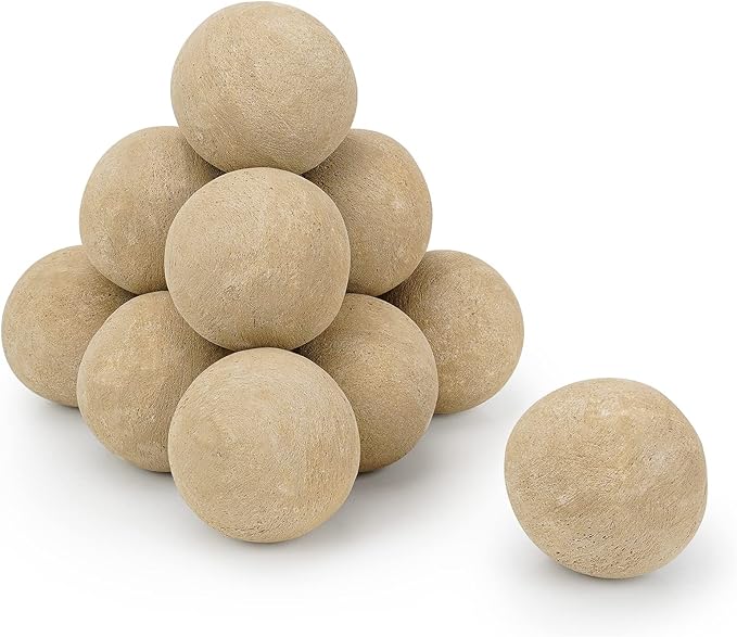 Stanbroil Ceramic Balls - 4” Round Fire Stones for Fire Pit Fire Bowl and Fireplace - Set of 12, Beige