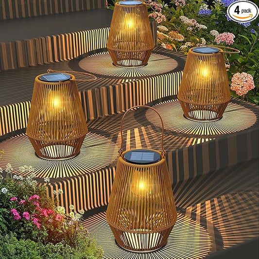 Solar Lanterns, KagoLing Solar Lanterns Outdoor Waterproof Gifts for Women Hanging Lights Outdoor Waterproof Lamp Lights Decoration for Outside Garden,Yard,Patio,Porch,Trees,Lawn,Pathway Decor, 4 Pack