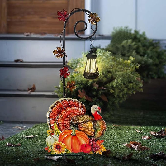 Thanksgiving Turkey Decorations Outdoor,Solar Turkey Garden Stakes,Autumn Fall Decor Yard Stake for Outdoor Garden Lawn Patio