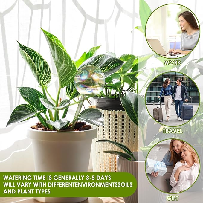 8 Pack Rainbow Glass Plant Watering Globes - Self Watering Planter Insert, Plant Watering Devices for Water Plants While Away, Indoor Outdoor Automatic Slow-Release Watering Bulbs