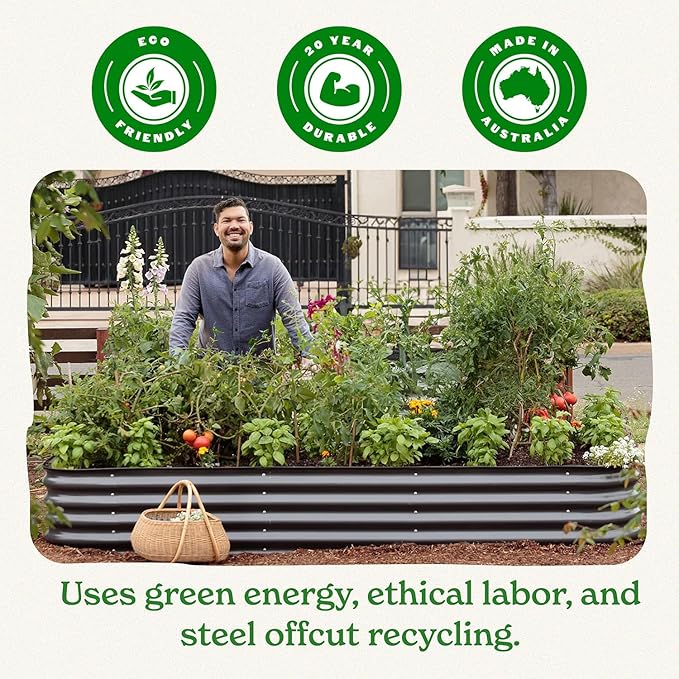 Epic Gardening 5-in-1 Modular Galvanized Raised Garden Bed Kit, 30" Short Metal Planter Box, Durable Aluzinc Steel Raised Garden Bed Outdoor for Vegetables, Herbs, Flowers & Fruits - Round Mist Green