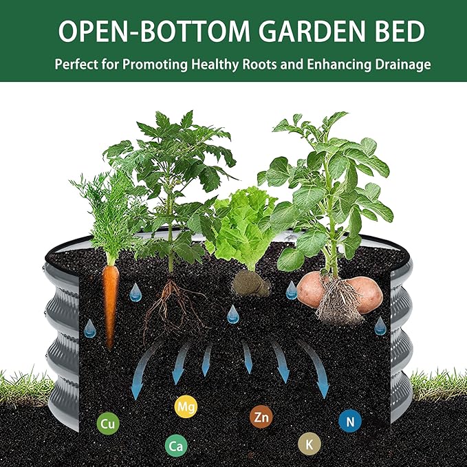 Gartist 2 Pcs 2x2X1 FT Round Galvanized Raised Garden Bed Kit, Black Outdoor Planter Garden Bed, Metal Raised Box for Vegetables, Fruits, Flowers & Herbs