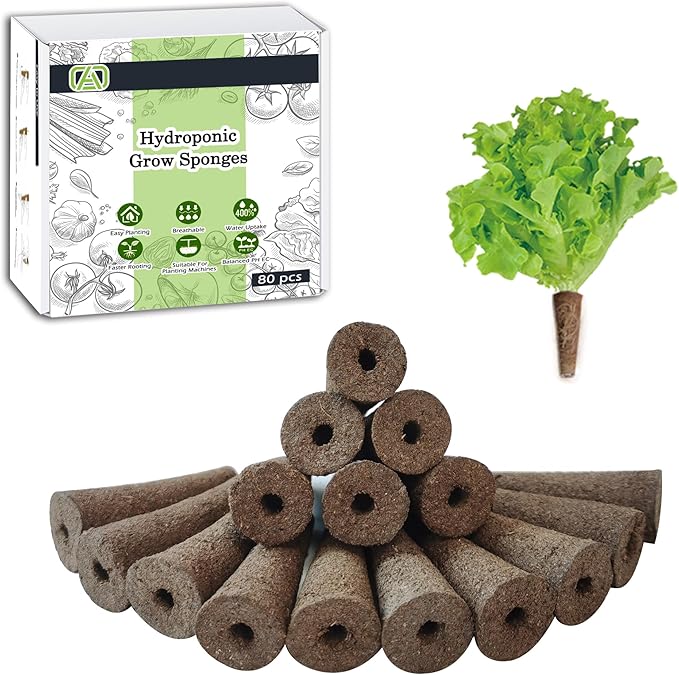 80pcs Hydroponics Grow Sponges Replacement Seed Pods Compatible with AeroGarden, iDOO Refill Pods for Indoor Plants, Seed Starter pods, and Hydroponics Growing System Supplies