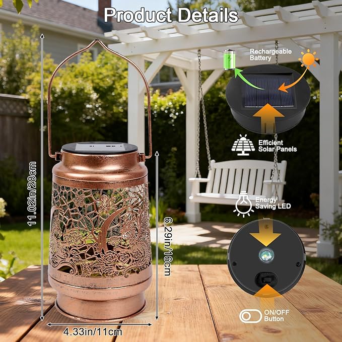 Dragon Gifts for Women Men - Floral Dragon Solar Lanterns Outdoor Waterproof, Dragons Decor Hanging LED Solar Lights for Garden, Birthday Christmas Mother's Day Father's Day Housewarming Gift