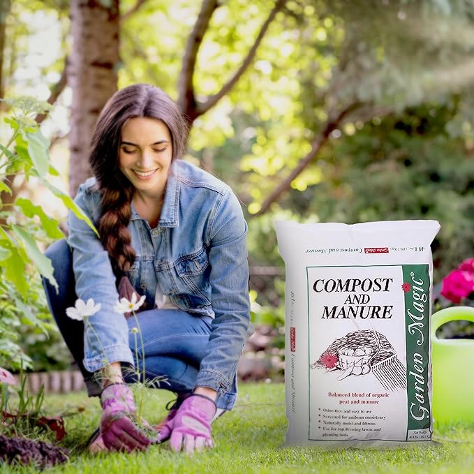 Michigan Peat 40 Pound Garden Magic Compost and Manure with Odor Free Blend and Naturally Moist and Fibrous for Lawn and Garden, 3 Pack