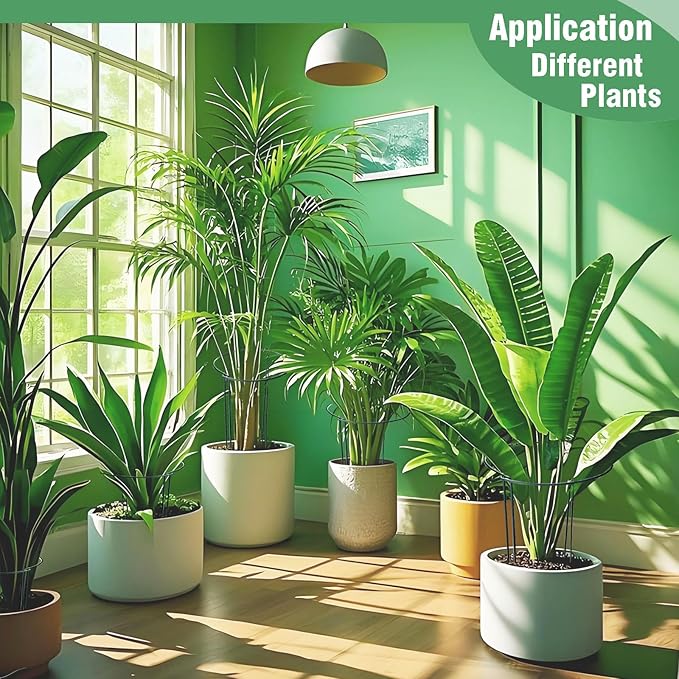 LINGHUI 12 Pack Plant Support Stakes, 10" Wide x 16" High,Heavy-Duty Half Round Peony Support Ring and Cage for Indoor and Outdoor Plants, Peony, Tomato, Hydrangea, Rose(100 Plant Ties)