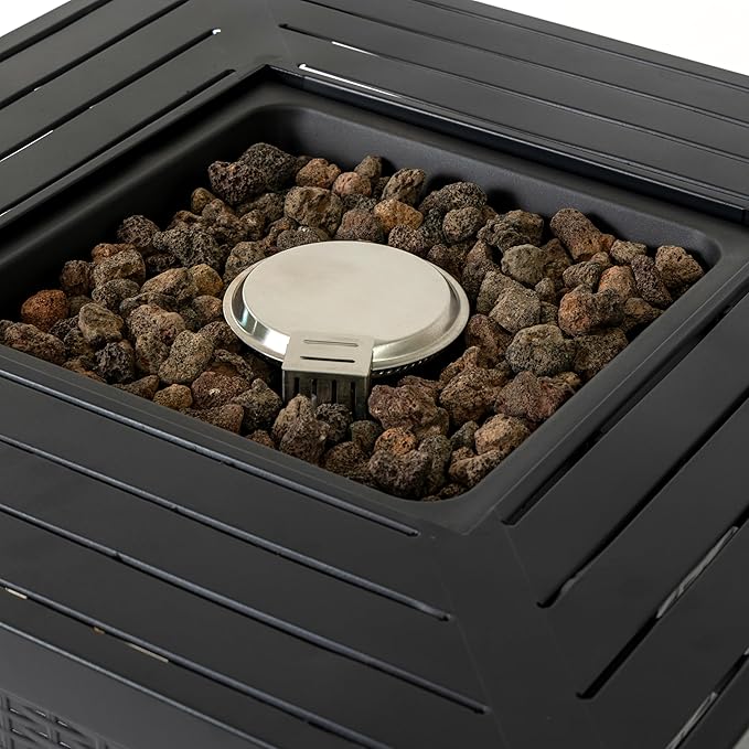 28-inch Upgraded Outdoor fire Table with 50000 BTU, Storage Basket, and Volcanic Stones Suitable for terraces, Gardens backyards