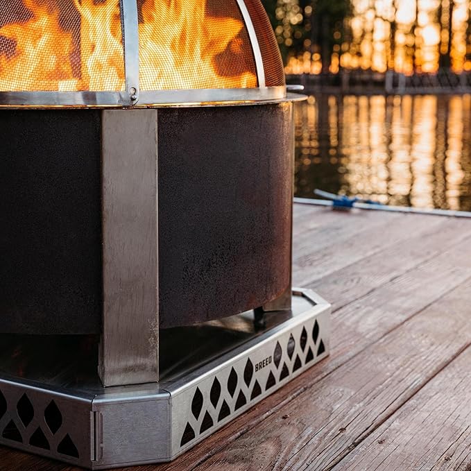 Breeo Base X19 (20.6 Inch) - Fire Pit Mat for Deck Protection - Multi Surface Safe - Superior Heat Protection and Airflow - Stainless Steel Fire Pit Accessory for Outside & Outdoor Surfaces - USA Made