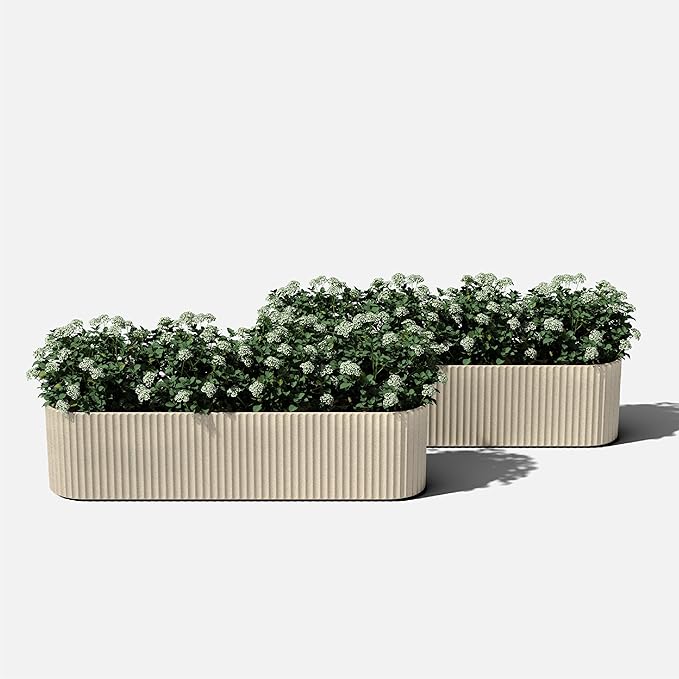 Veradek Demi Series Window Box Planter - Long Planter Box for Windowsill/Balcony | Durable Plastic-Stone Composite Material | Modern Décor for Flowers/Herbs