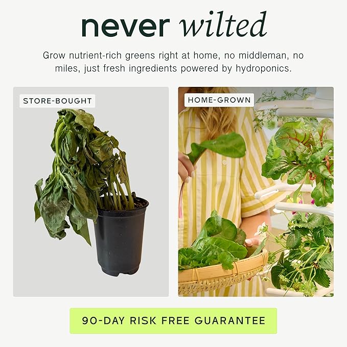 Farmstand Nook 4ft.7” Vertical Hydroponic Garden Tower - Self-Watering, Vertical Hydroponic Tower with LED Grow Lights, 20 Live Seedlings, Smart Timer - Indoor Vertical Growing Tower