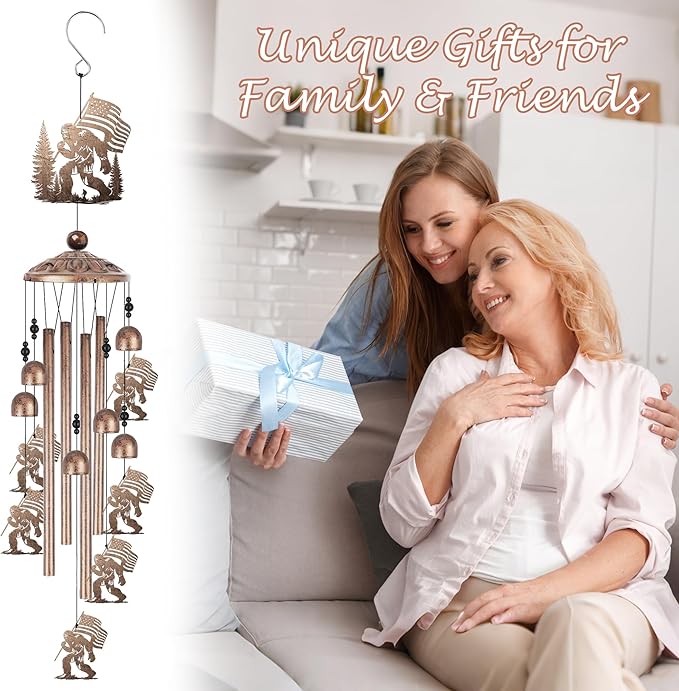 Bigfoot Wind Chime for Outside, Sasquatch Gifts for Women Men, Metal Forest Animal Wind Chime Yard Art Birthday Gift, Home Garden Patio Outdoor Indoor Decor