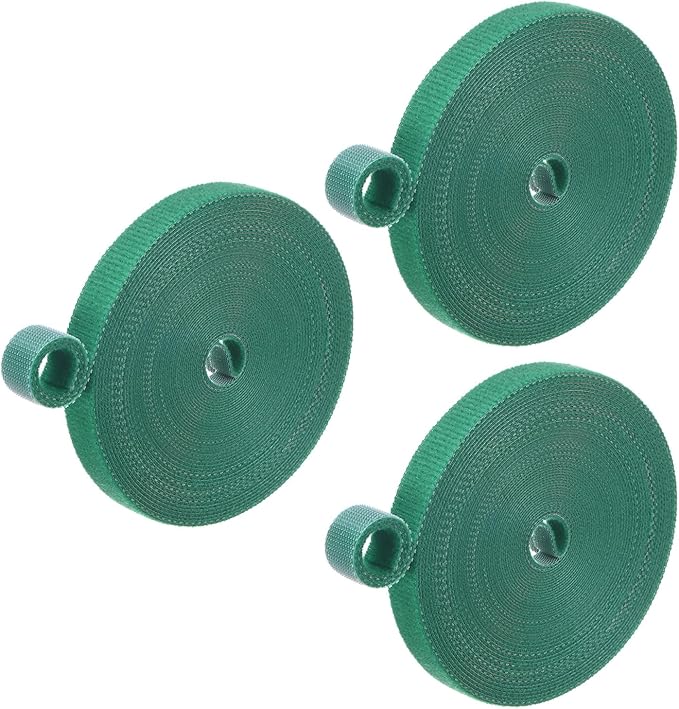 3-Roll Garden Plant Tape, 33 ft x 0.4 in Garden Hook and Loop Plant Ties Multi-Purpose Use Adjustable and Reusable Twist Wire Tape for Plants/Flowers/Vines [Green]
