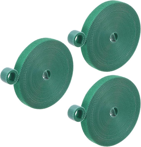 3-Roll Garden Plant Tape, 33 ft x 0.4 in Garden Hook and Loop Plant Ties Multi-Purpose Use Adjustable and Reusable Twist Wire Tape for Plants/Flowers/Vines [Green]