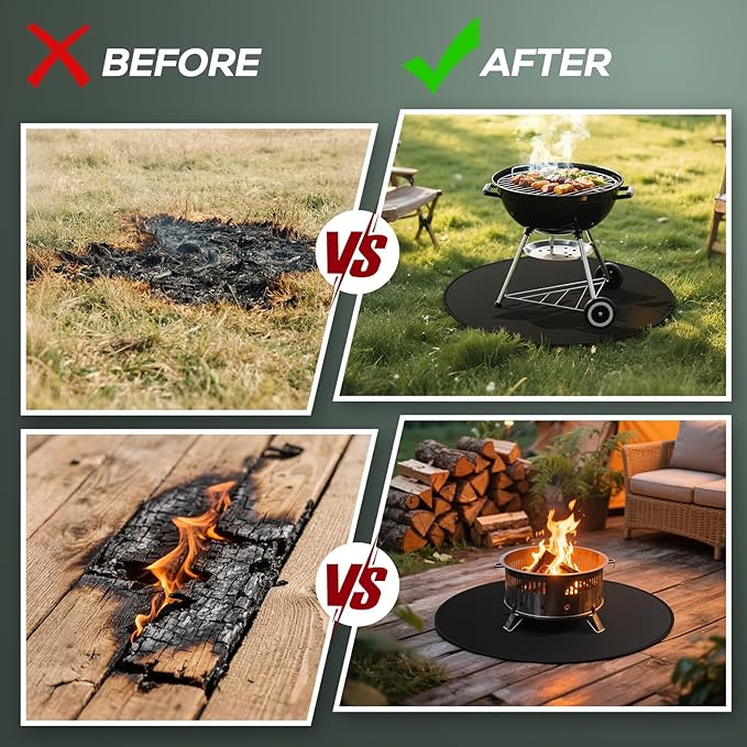 48inch Fire Pit Mat for Solo Stove Bonfire, Round Under Grill Blanket for Outdoor Grill, Fireproof Mat, Oil Proof Waterproof Under Floor BBQ Accessories Protector for Solo Stove Accessories
