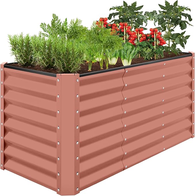 Best Choice Products 4x2x2ft Outdoor Metal Raised Garden Bed, Deep Root Planter Box for Vegetables, Flowers, Herbs w/ 119 Gallon Capacity - Terracotta