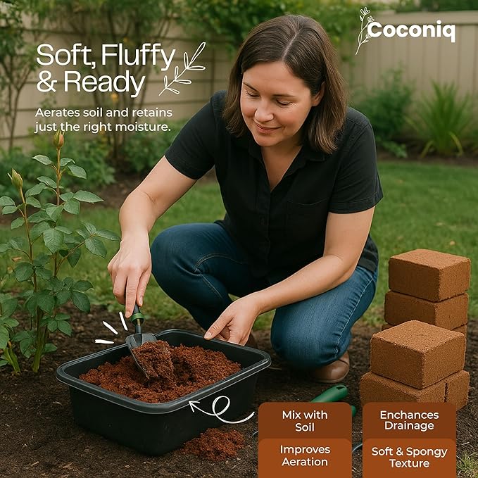 Premium Coco Coir Bricks 12 Pack - Lightweight Cocopeat for Garden Soil, Compressed Coconut Fiber Brick for Potting, Gardening, Planting, Seed Starting, Indoor & Outdoor Plants, Set of 12