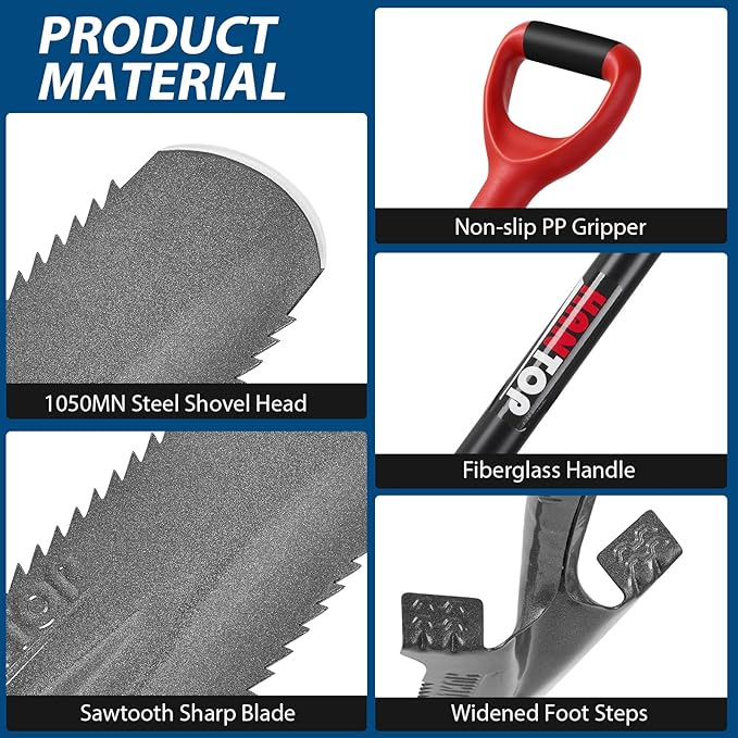 Drain Spade Root Saw Spade Narrow Serrated Shovel Digging Shovels for Cutting Root, Digging, Trenching,Transplanting,44 inches