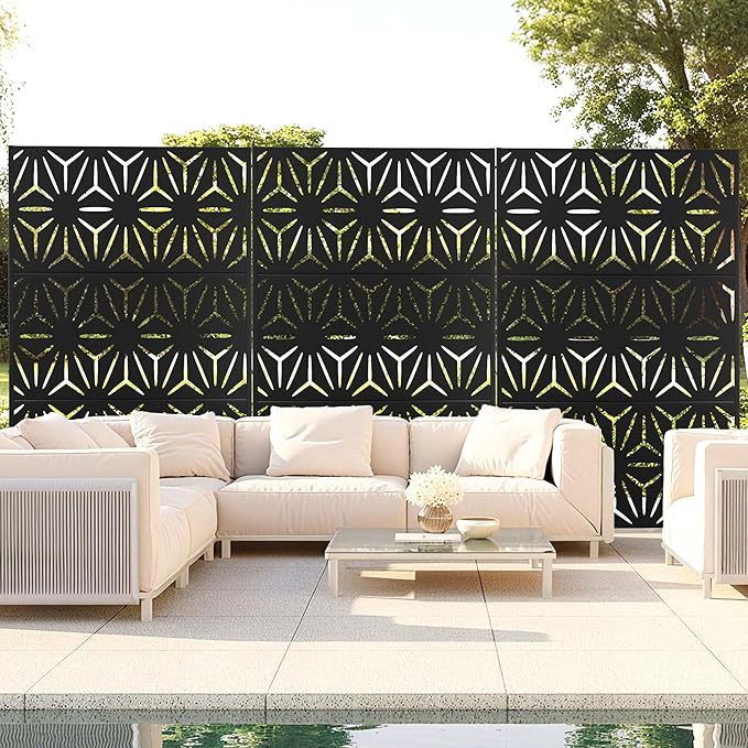 Outdoor Privacy Screen,72" H×47" W Metal Privacy Screen, Freestanding Privacy Fence Panels for Patio