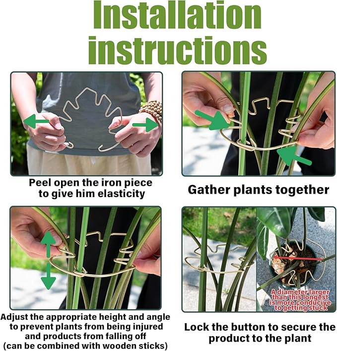 GOOOXIM 5.5 * 4.7IN Monstera Stem Support Stake with Clips - 5Pcs Durable Climbing Plant Support for Monstera, Fishbone Cactus, Easy Installation, for Plant Lovers