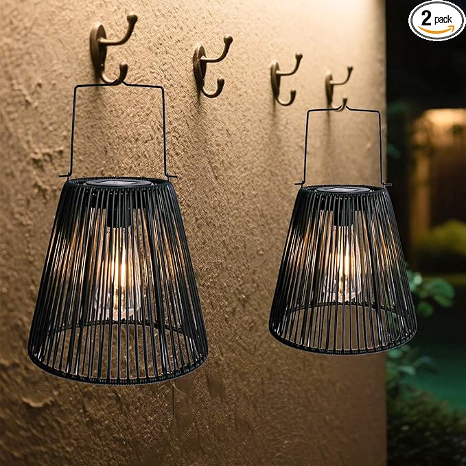 Afirst Solar Lanterns Outdoor, Rattan Hanging Solar Lights Natural Bamboo Waterproof Decorative Lanterns for Yard, Patio, Lawn,Pathway, Landscape, Garden Decor Mother's Day Gifts