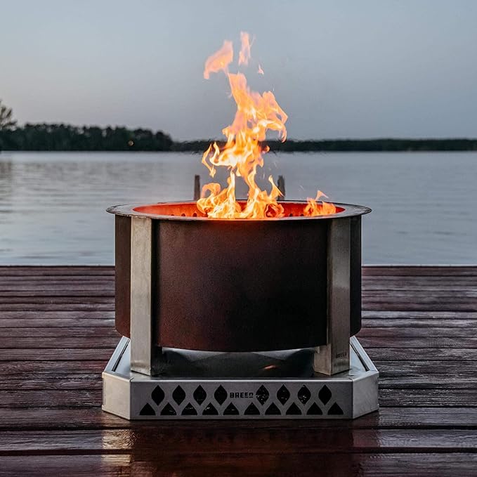 Breeo Base X24 (25.6 Inch) - Fire Pit Mat for Deck Protection - Multi Surface Safe - Superior Heat Protection and Airflow - Stainless Steel Fire Pit Accessory for Outside & Outdoor Surfaces - USA Made