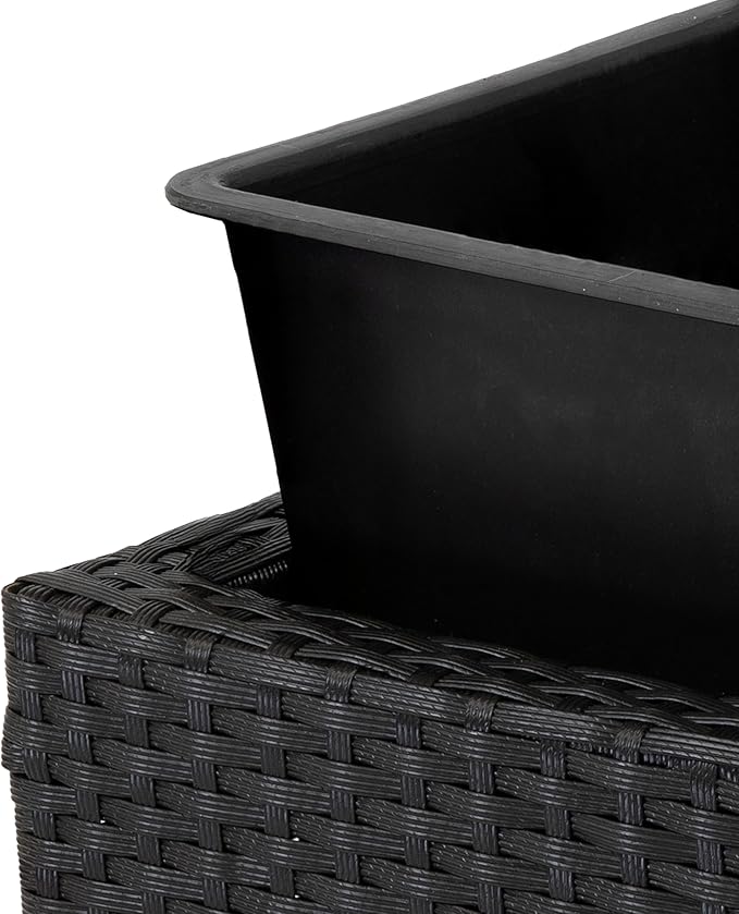 Sunnydaze 3-Section Wicker Raised Planter Box - 3 Removable Plastic Inserts - Above Ground Raised Garden Bed with Legs - 30.75" W x 11.75" D x 22" H