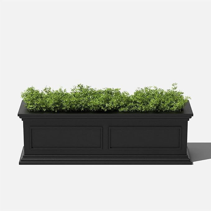 Veradek Brixton Window Box Plastic Planter - Large Rectangular Planter for Outdoor Balcony/Windowsill | Crack-Resistant All-Weather | Classic Estate Design for Flowers, Herbs, Succulents