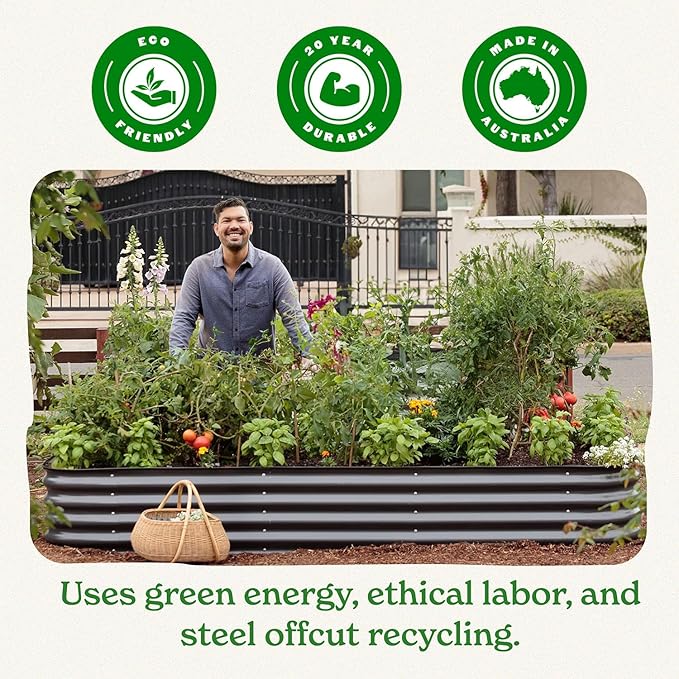 Epic Gardening 6-in-1 Modular Galvanized Raised Garden Bed Kit, 29" Tall Metal Planter Box, Durable Aluzinc Steel Raised Garden Bed Outdoor for Vegetables, Herbs, Flowers & Fruits - Small Slate Grey