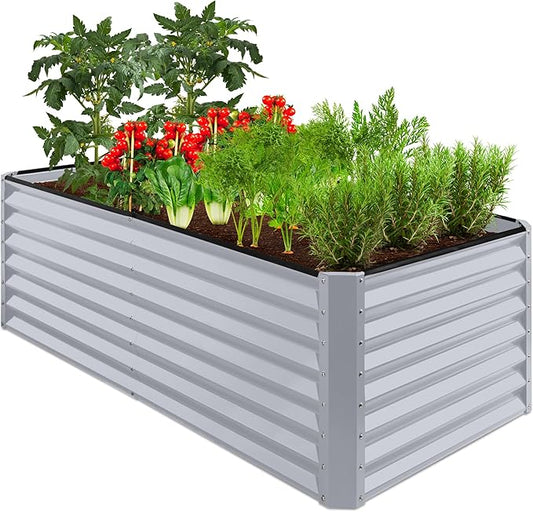 Best Choice Products 6x3x2ft Outdoor Metal Raised Garden Bed, Deep Root Box Planter for Vegetables, Flowers, Herbs, and Succulents w/ 269 Gallon Capacity - Moonlight Gray