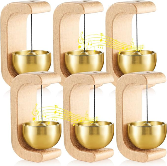 Zonon 6 Pcs Magnetic Wooden Wind Chime Doorbell Decoration Shopkeepers Bell for Door Opening C Shape for Housewarming Gift Refrigerator Room Garden Restaurant (Nature Beech)