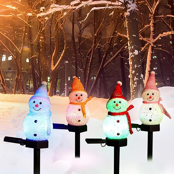 Outdoor Christmas Decorations 2025-Christmas Light Stakes for Yard-Snowman Solar Lights-Snowman Christmas Ornaments for Yard Garden Lawn Landscape Patio Walkway Decor
