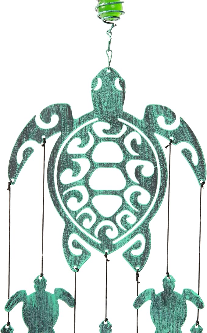 VP Home 31" H Rustic Sea Green Tribal Turtles Wind Chimes for Outside Unique Sea Turtle Windchimes for Outdoor Decoration and Garden Decoration, Gift for Women, Mom, Grandma, Unisex