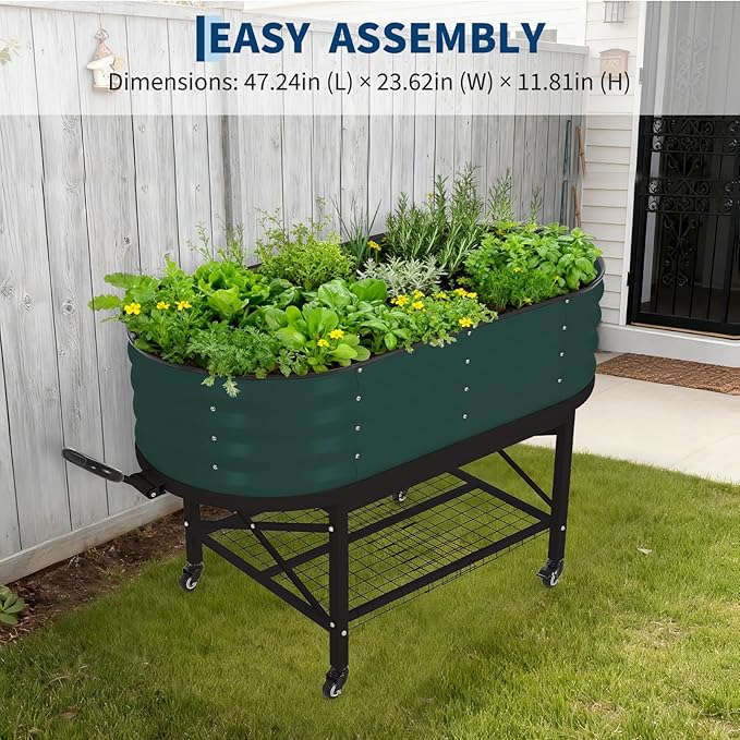 Galvanized Raised Garden Bed Kit with Cover Heavy-Duty Modular Metal Planter Raised Beds for Vegetables with Tool-Assisted Simple Assembly, Reinforced Panels & Optimal Drainage