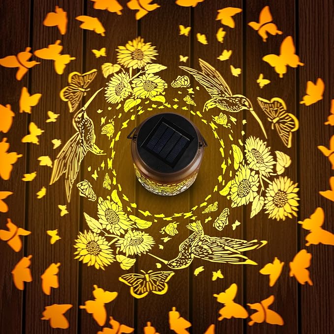 Hummingbird Solar Lanterns Outdoor with Shepherd Hook,Hangling Solar Lights Waterproof Sunflower Garden Decor for Yard Porch Lawn Patio Pathway, Birthday Gifts for Women Mom Grandma Sister Friend