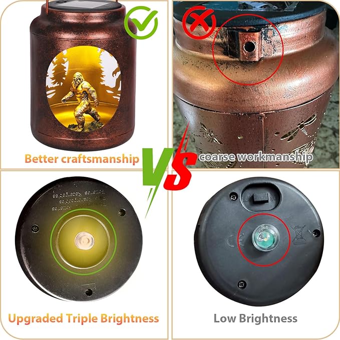 Solar Lanterns Outdoor Waterproof Metal Bigfoot Patterns with Resin Bigfoot Inside Garden Decor Gifts for Women Mom Grandma Hanging Solar Lights Decoration Outside for Yard, Patio, Backyard, Porch