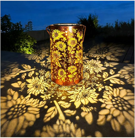 Gardening Birthday Gifts for Mom Women Grandma,Solar Lanterns Outdoor Waterproof,Garden Decor Outside Sunflower Bee and Butterfly, Hanging Yard Art Lights Solar Powered,Patio Decorations,Porch,1PC