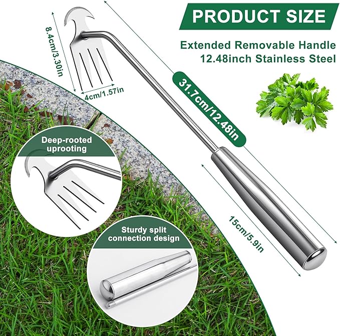 Weeder Tool, 2025 New Portable Weeder Tool with Stainless Steel, Garden Tool for Planting and Weeding, Crack Weeder Tool, Weed Discharge Tool for Farms and Backyards