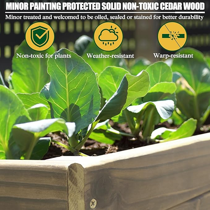 VEIKOU Raised Garden Bed 6 x 3 x 2FT, Raised Garden Beds Outdoor with 6 Legs, Detachable Liner, Garden Bed for Backyard, Patio, Balcony, 837lbs Capacity, Light Mocha Brown